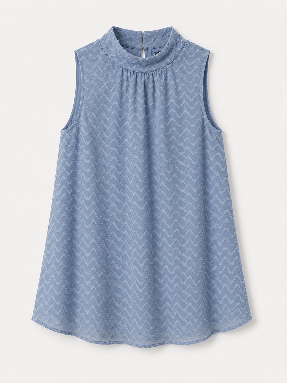 Maeve Light Blue Wave-Textured Sleeveless Blouse
